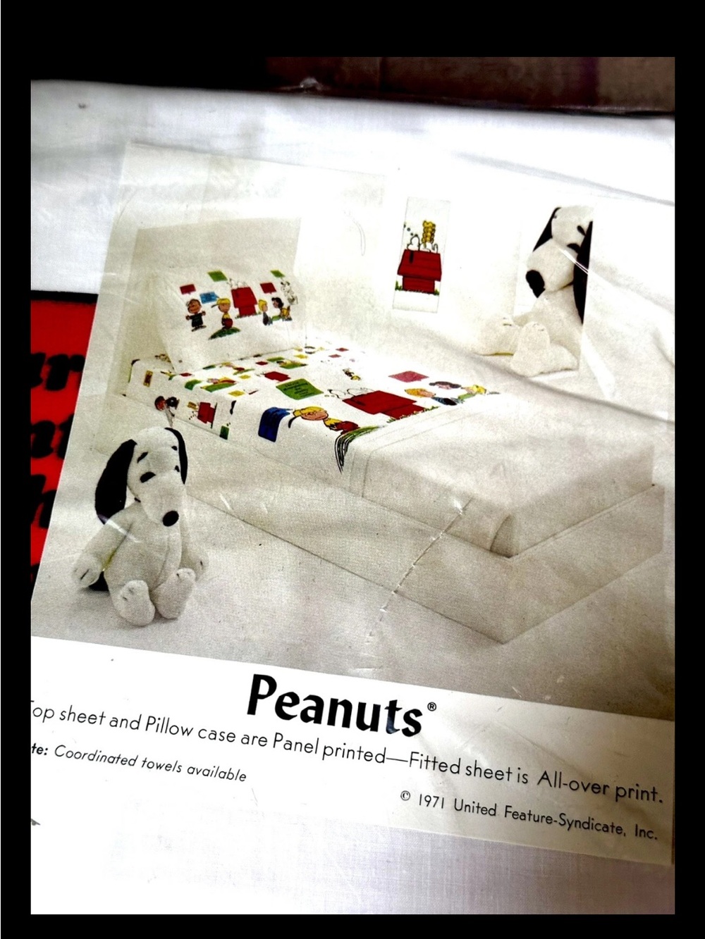 SEALED 1971 Snoopy Charlie Brown Peanuts NO IRON Twin Flat Sheet 66x104 VINTAGE